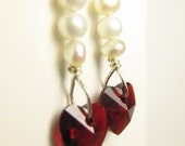 Pearls and Hearts Hand Made Earrings