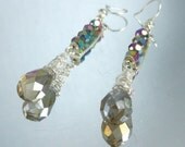 Polished Refelection Silver Crystal earrings