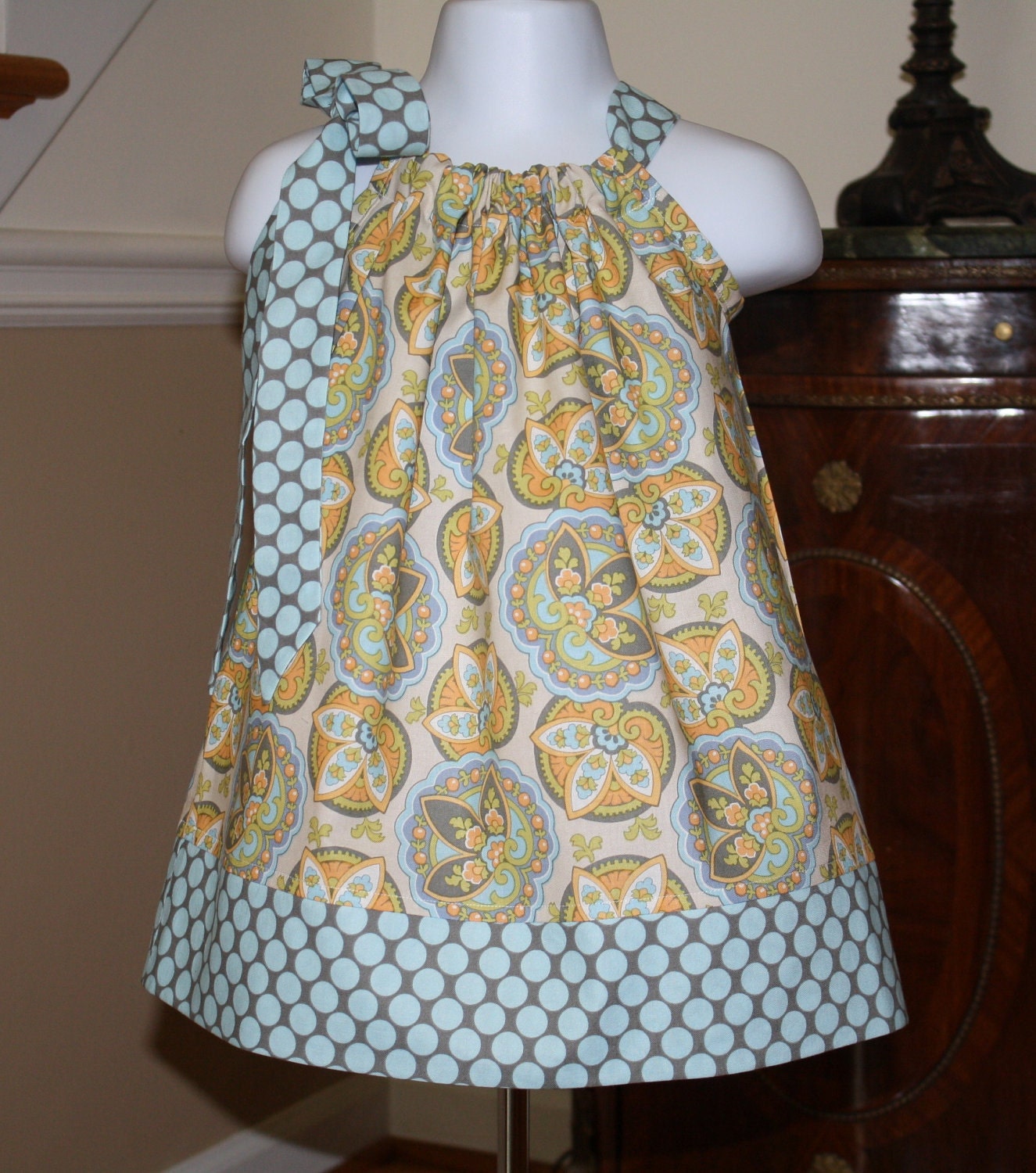 dress pillowcase READY to SHIP size 12 mos Dress toddler dress, girls dress, amy butler fabric lotus flower gray sand  blakeandbailey