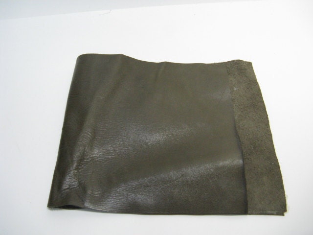 Excellent leather remnant in Dark Olive- 16X7"