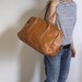 Honey brown Leather Weekender duffle Bag.