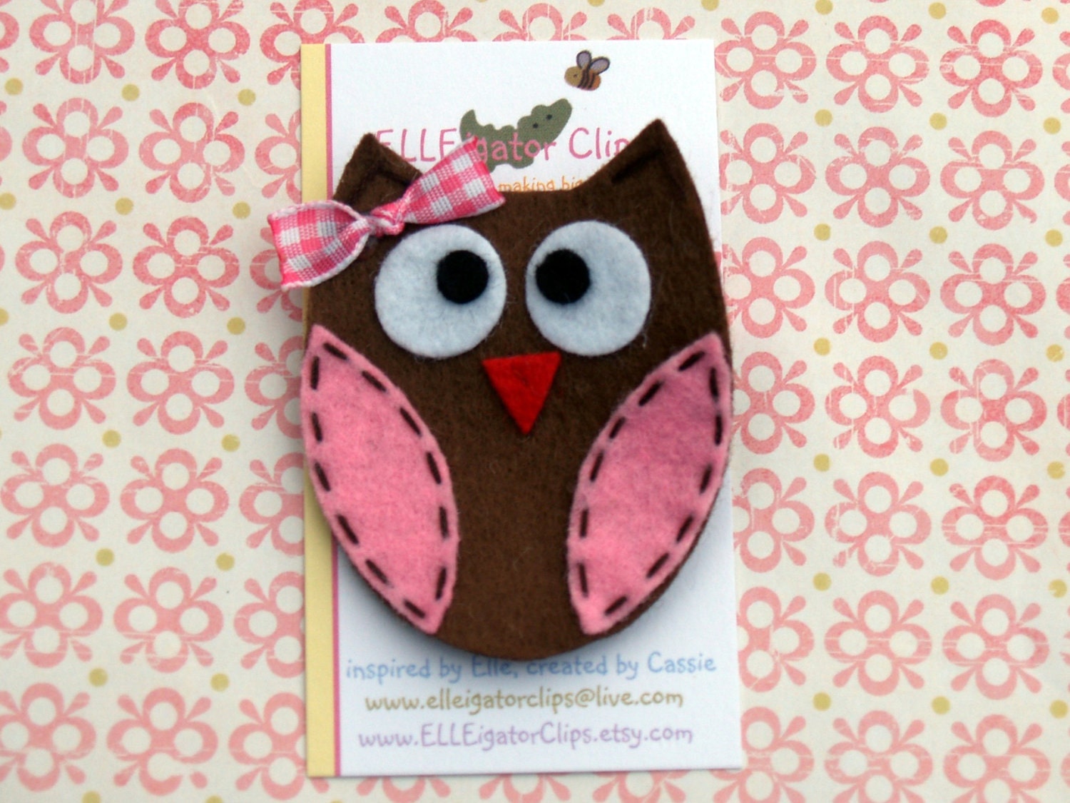 Miss Who the Owl - Pink and Brown Felt Hair Clip - Girls Hair Clips / Felt Owl / Woodland