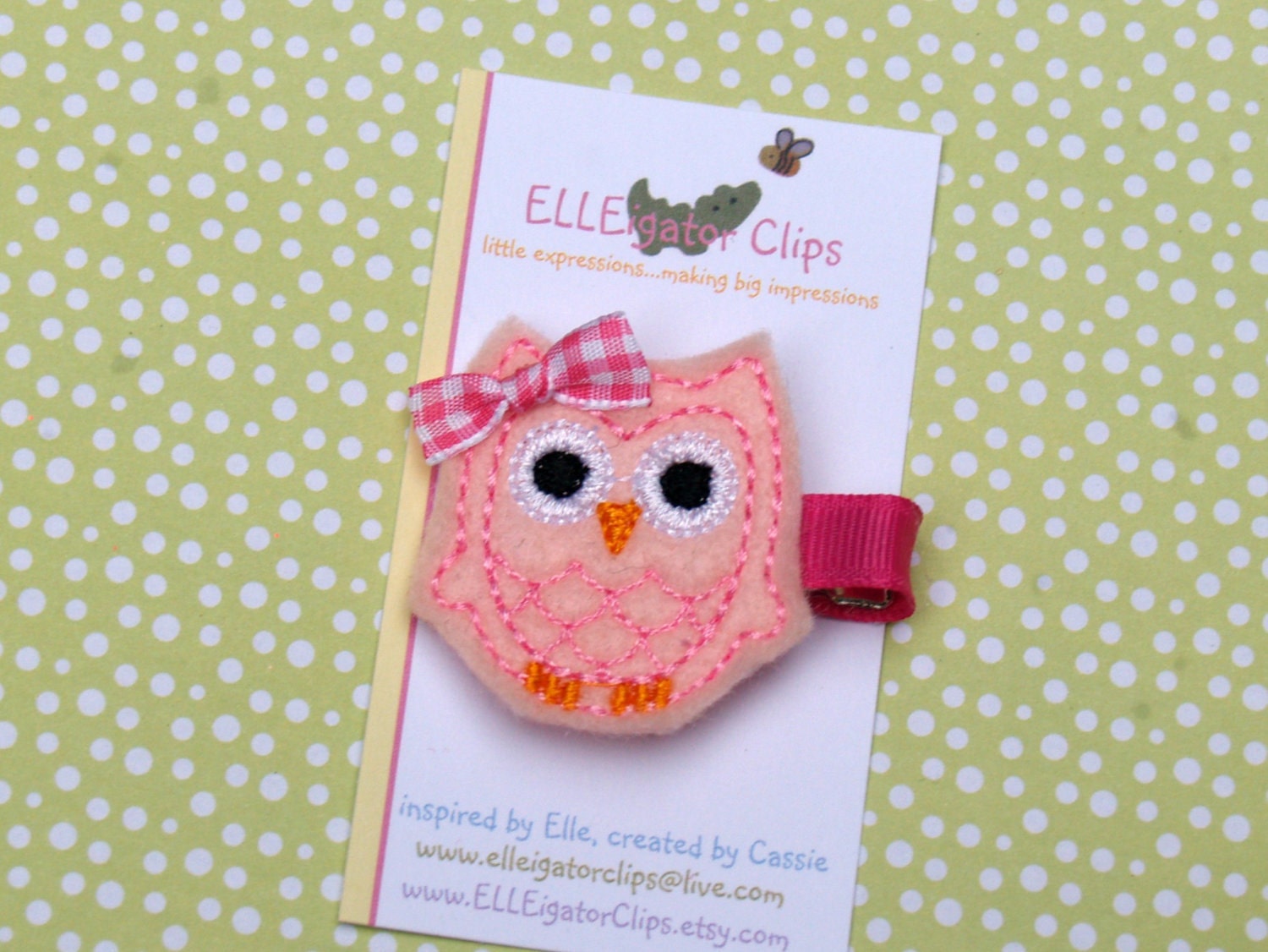 Emme the Owl- Pink Felt Hair Clip - Girls Hair Clips / Felt Owl / Woodland / Embroidered