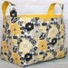 Storage Container Fabric Basket Organizer Bin - Gray and Yellow Flowers