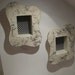 vintage looking 50's style white amoeba pair of atomic shadow boxes