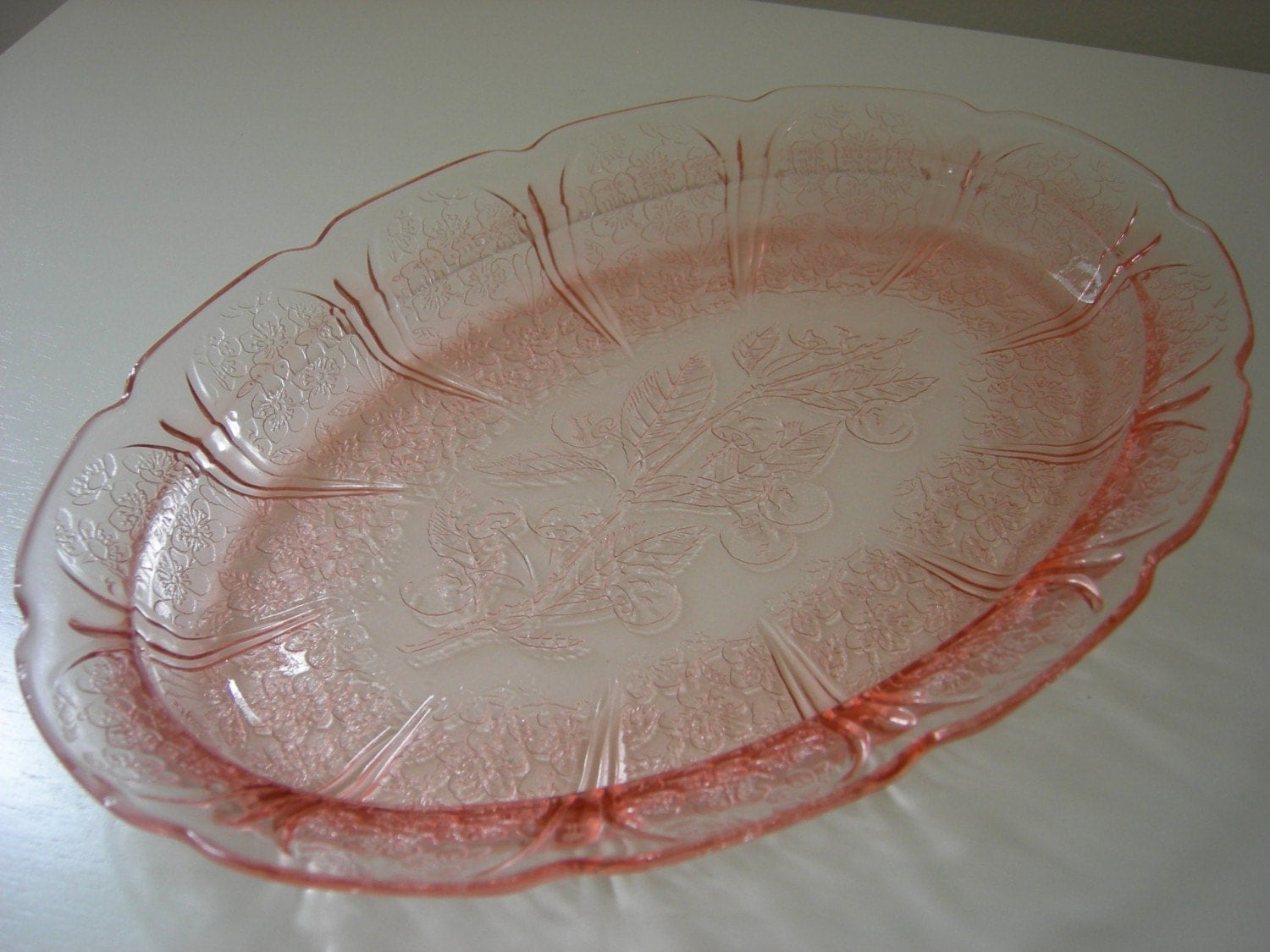 Vintage Pink Depression Glass Cherry Blossom By Thelogchateau 8933