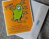 Happy Birthday Card, Kids card, monster card, Monster happy Birthday