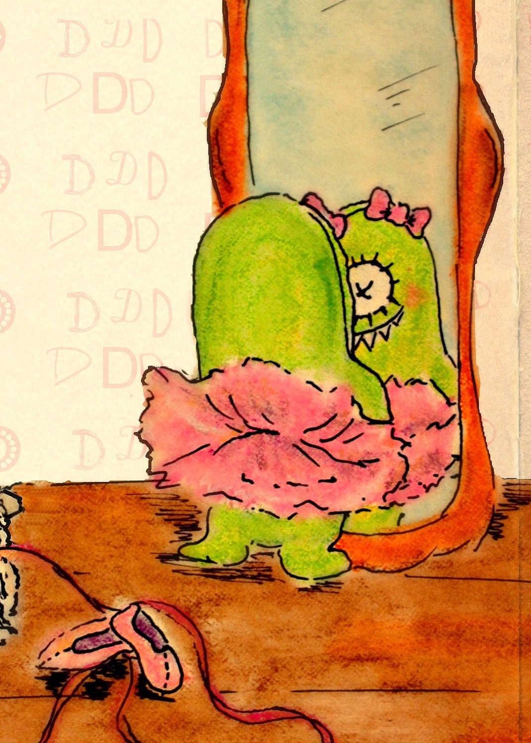 Alphabet Art, Letter "D", Dance, Children Decor, Nursery Decor, Cute Monster, D is for Dance