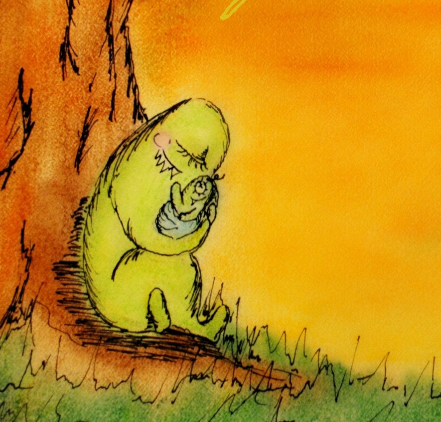 Children decor, cute monster art, You Are My Sunshine