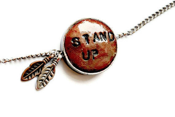 Polymer Necklace, Hand stamped, Anti Bullying Necklace