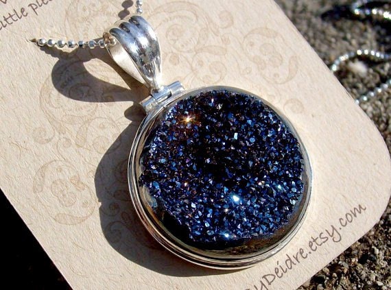 SALE...Midnight Blue Druzy Necklace...OOAK