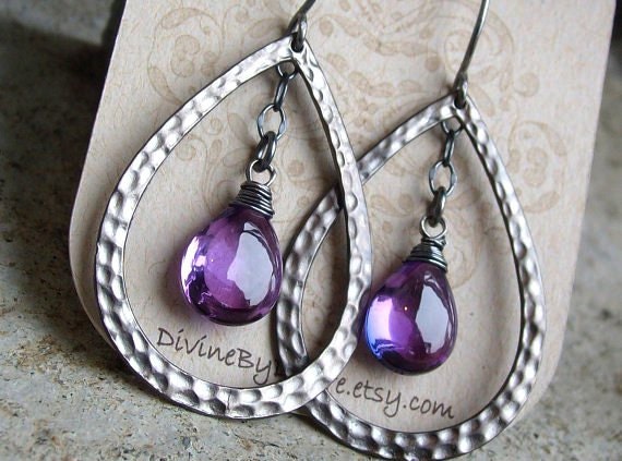 Morgan Earrings...Kunzite Quartz and Oxidized Silver