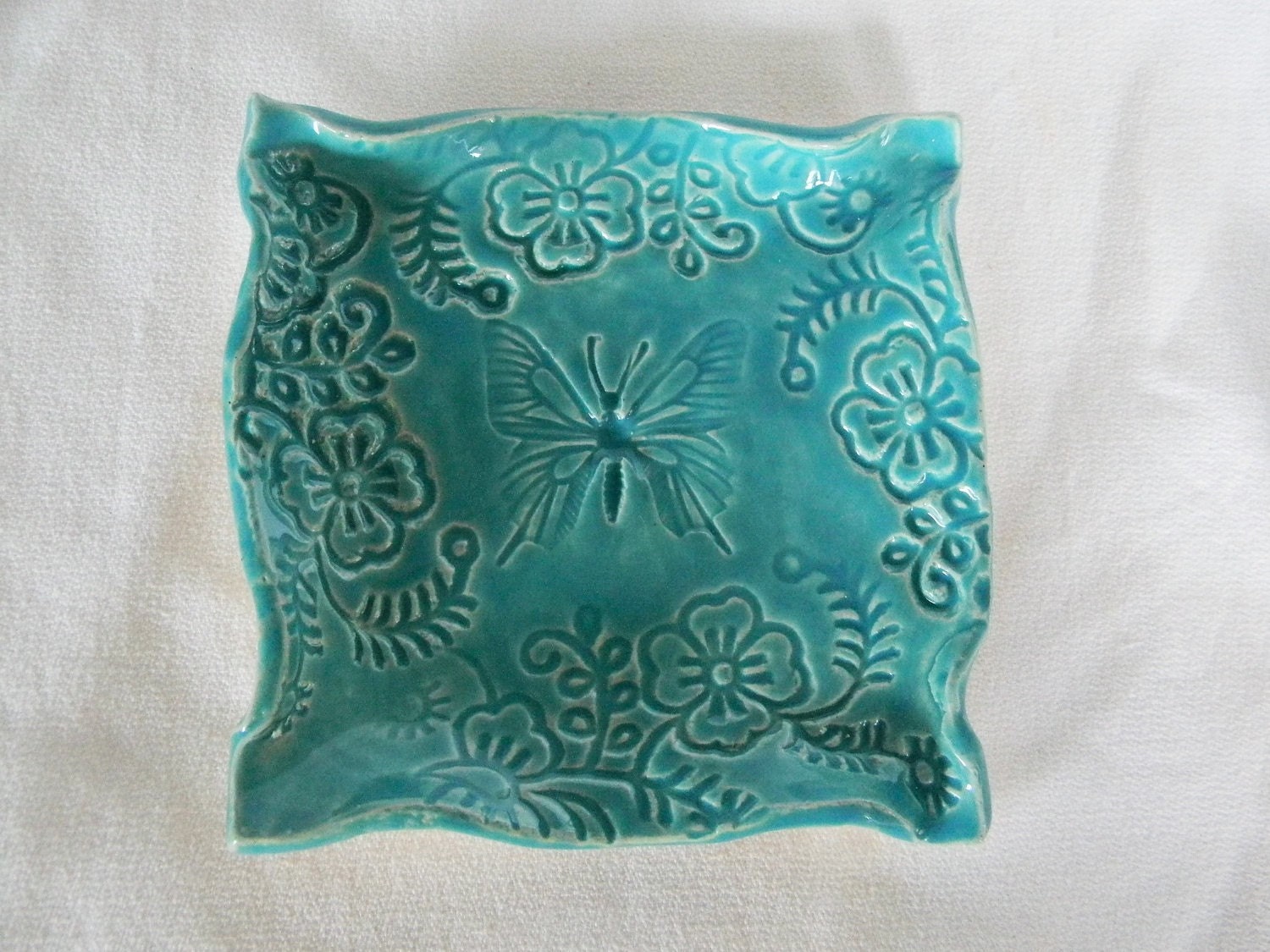 Turquoise Butterfly Trinket Dish Made to Order