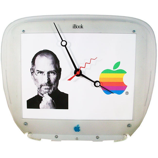 Apple iBook Blueberry Clamshell Laptop Screen Cover Steve Jobs Tribute Clock. (H)