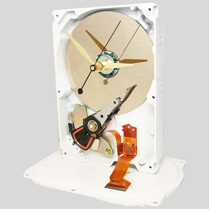 Gloss White Painted Computer Hard Drive Clock. White Chocolate Edition. (H)