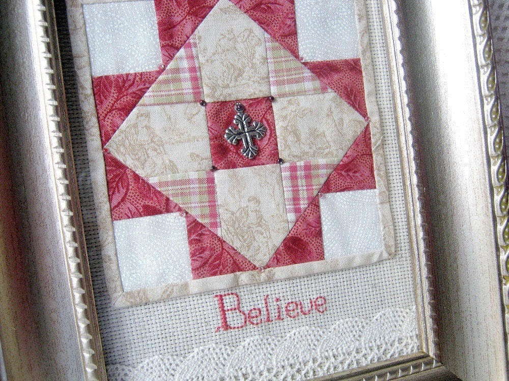 Mini quilt, framed -"Believe"