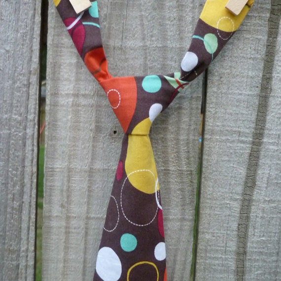 Little Boy Neck tie - Infant/Toddler/Child/Kid -  Brown Retro Dot
