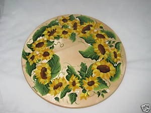 Hand Painted LAZY SUSAN With SUNFLOWERS