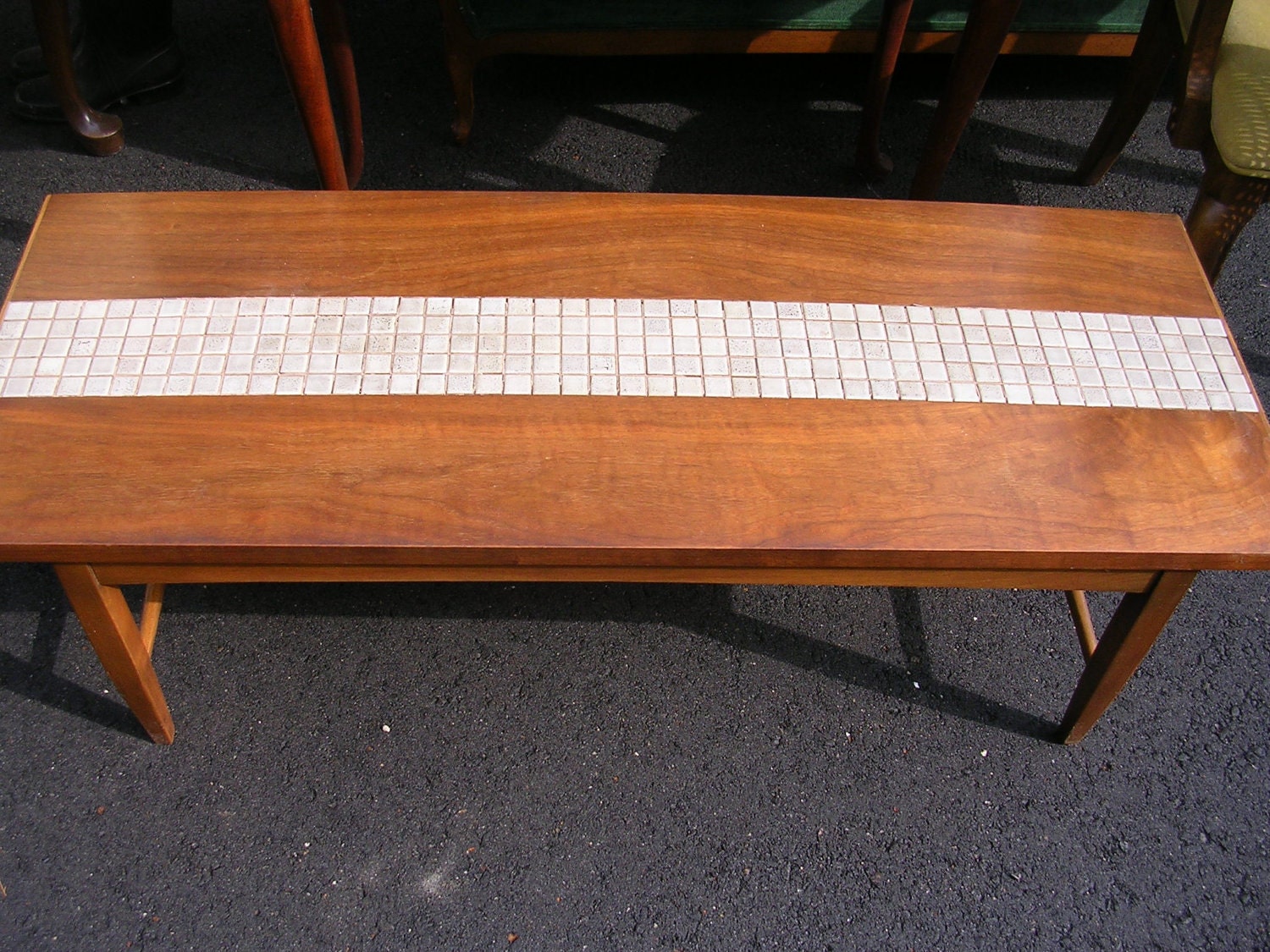 Danish Modern Walnut Coffee Table with Tile by Lane