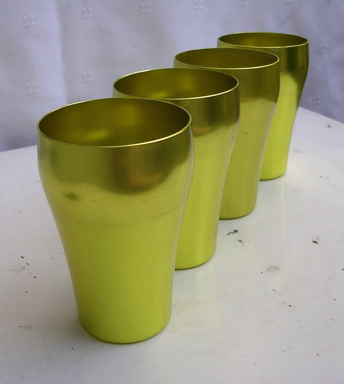 Yellow Aluminum Juice Glasses Colorama Hostess Ware