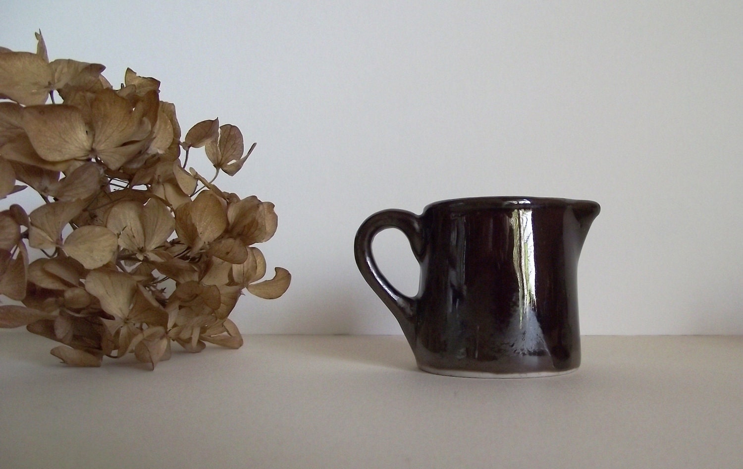 Vintage Little Brown Pottery Cream Pitcher