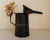 Vintage Oil Can with Primitive Handpainted Decoration