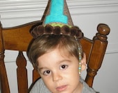 Birthday Hat Sock Monkey Aqua Lime Brown Boys Birthday Hat