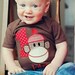 Sock Monkey Brown Birthday Shirt  Custom Monogrammed Free  Girls or Boys Infant Toddler Child Sizes