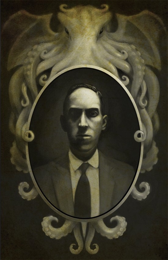 H.P. Lovecraft 13x19 print   "From This Well Madness Springs"