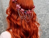 Bohemian head wreath, mauve flower crown, medieval circlet, hair accessories - Vanlanthiriel