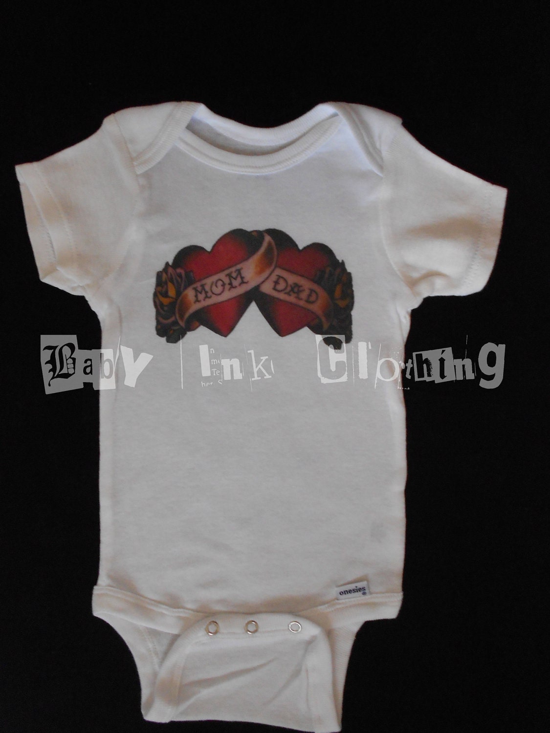Sacred Heart Mom and Dad  tattoo onesie/t shirt
