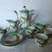 Teal Green Moriage Embossed Dragonware Japan Tea Set