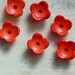 Blight Red Flower Beads Japanese kawaii Four Petals Ceramic 4pcs