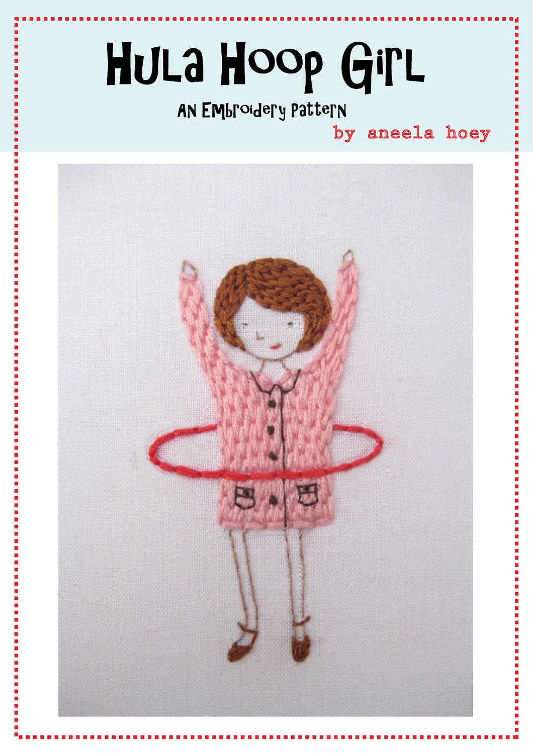 Hula hoop girl embroidery PDF pattern