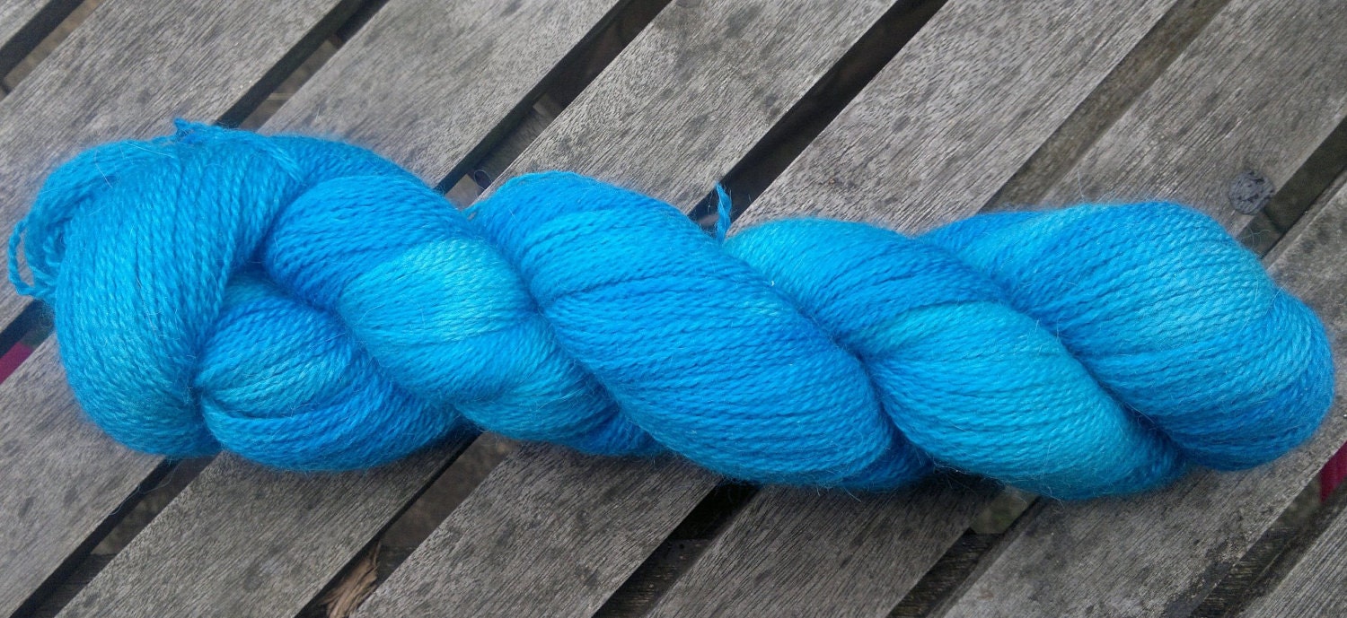End of Summer SALE - Alpaca Blue hand painted all British Alpaca and Wool yarn - Big Blue