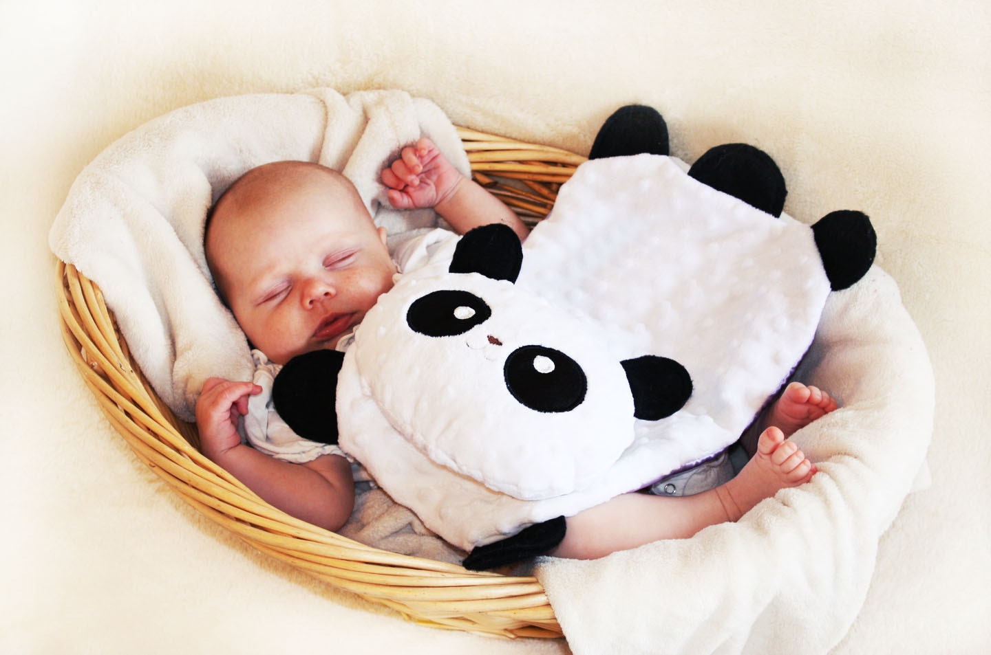 Minky Panda Bear Security Blanket, Lovey Blanket, Satin, Baby Blanket, Stuffed Animal, Baby Toy - Customize Color - Add Monogramming