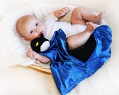 Penguin Security Blanket, Lovey Blanket, Satin, Baby Blanket, Stuffed Animal, Baby Toy - Customize Color - Monogramming Available
