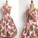 vintage 1950s dress / 50s pink floral cotton party dress (small - medium)