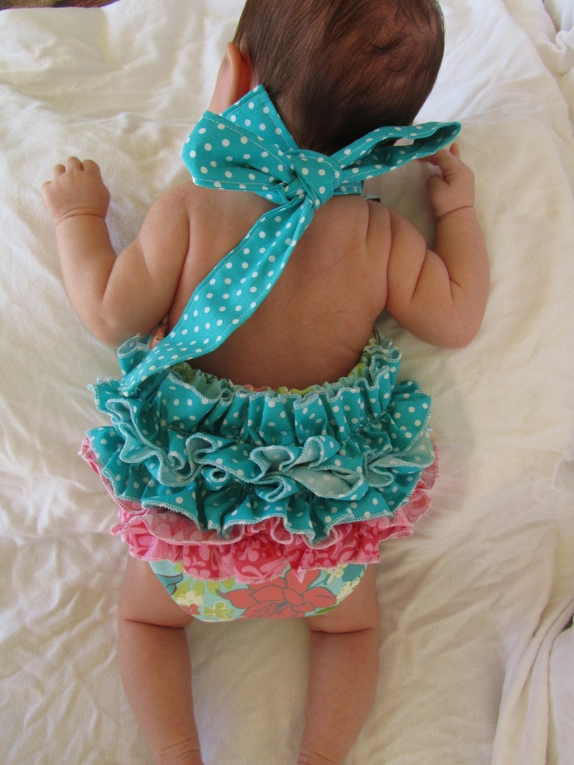 LAST ONE Aqua Floral Sunsuit 6-12 or 12-18m