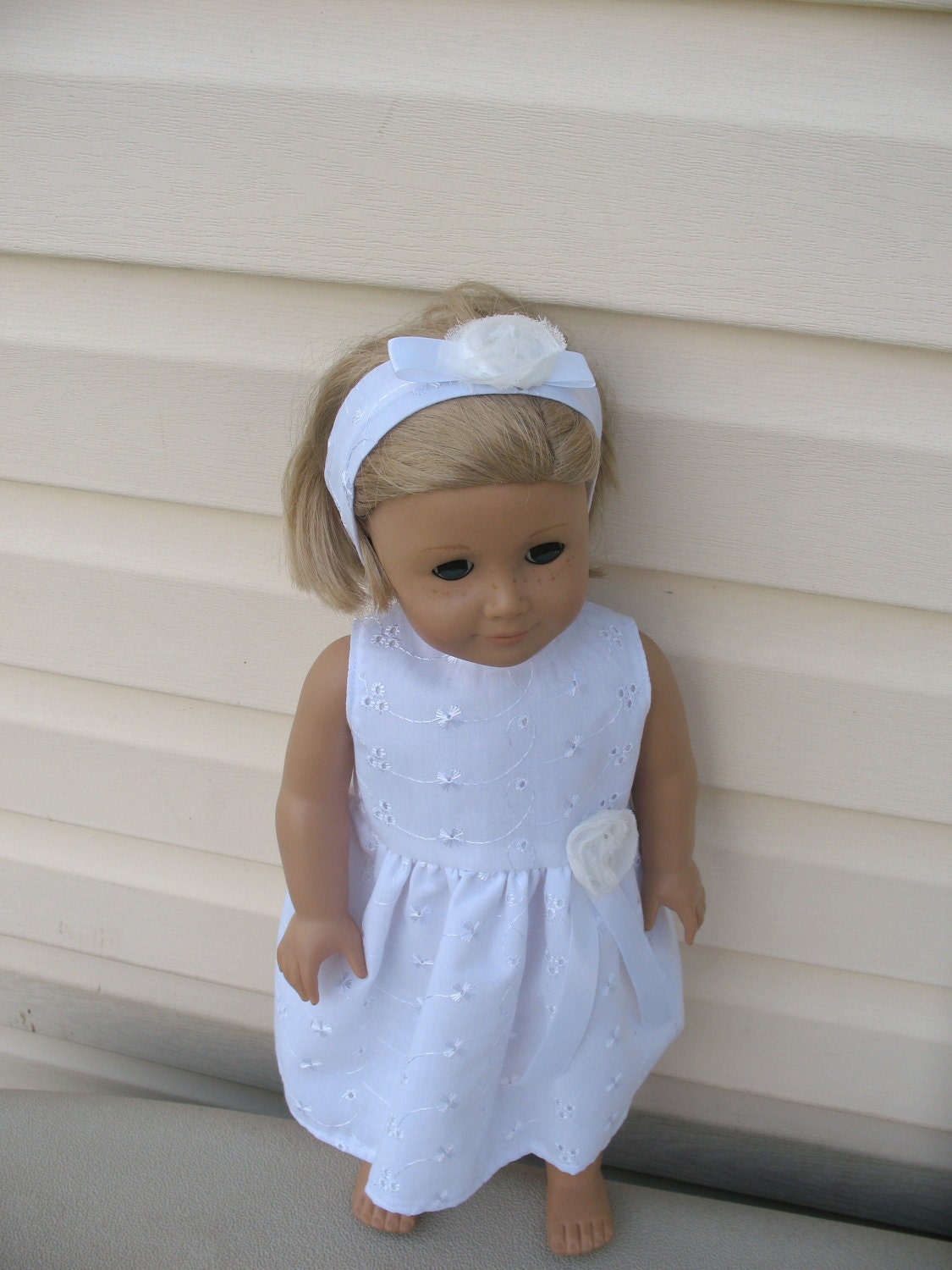 18 Inch American Girl Dolls American Girl Like Dolls, Communion Baptism or Flower Girl Dress with Doll Headband