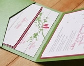 Love Birds pocketfold wedding invitation