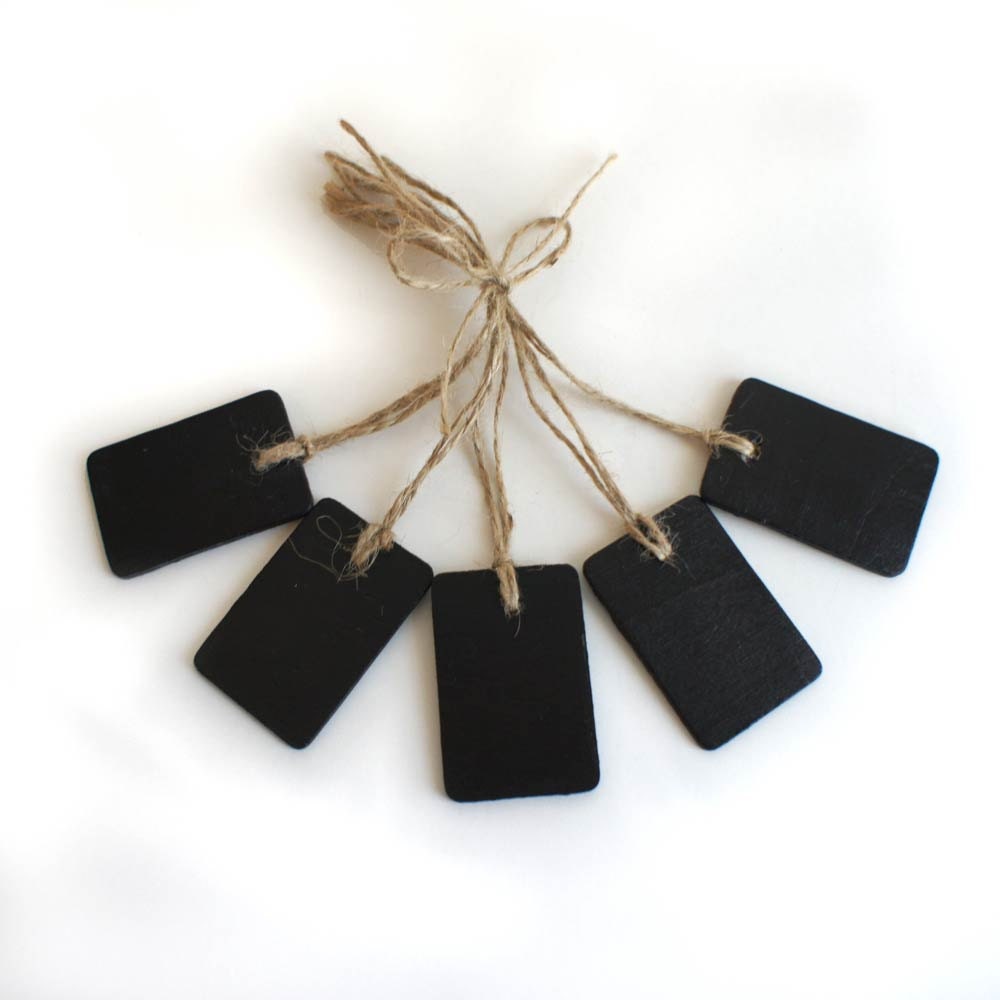 Wood & Jute Chalkboard Hang Tags - Set of 5