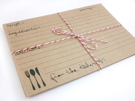 Reserved for belindaphillips - Kraft Paper Recipe Cards - Farmhouse Fork Set of 100