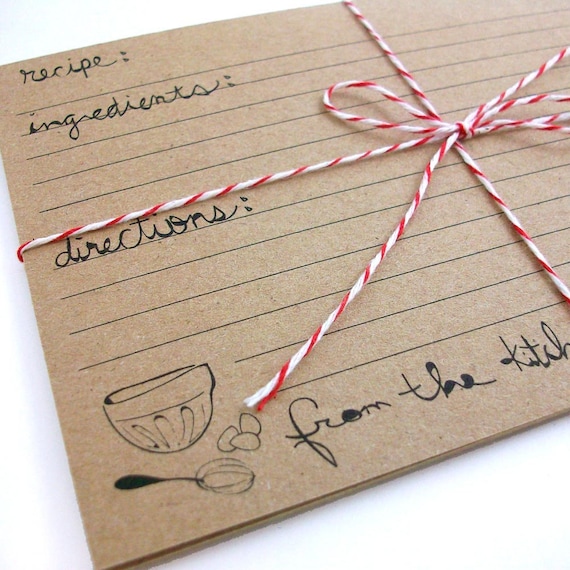Kraft Paper Recipe Cards - Rustic Farmhouse Bowl Set of 6 - As Seen on Food Network Blog