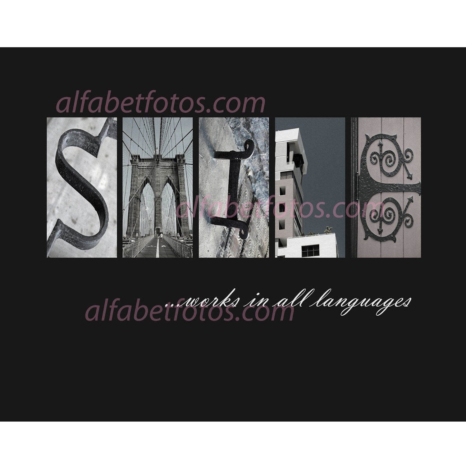 Alphabet Letter Photography Home Decor Art  -Smile...works in all languages-