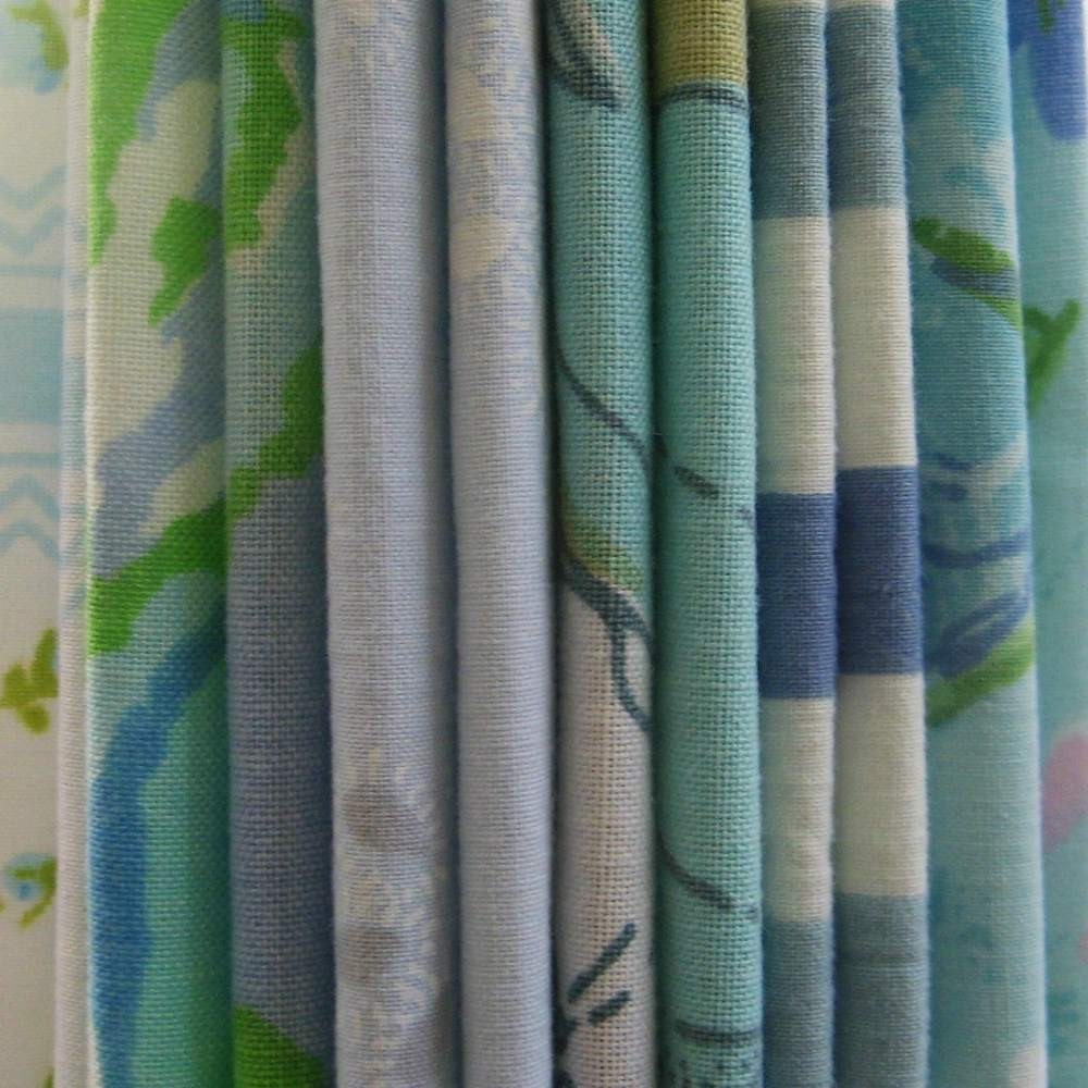 vintage fabric charm pack of 12 6 x 6 inch squares (blues)