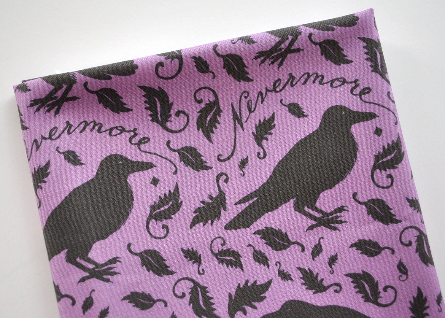 nevermore - raven fabric - original fabric - gothic fabric - fat quarter - purple
