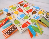 Fleece Baby Blanket - Gender Neutral Tag Blanket - Wise Owls