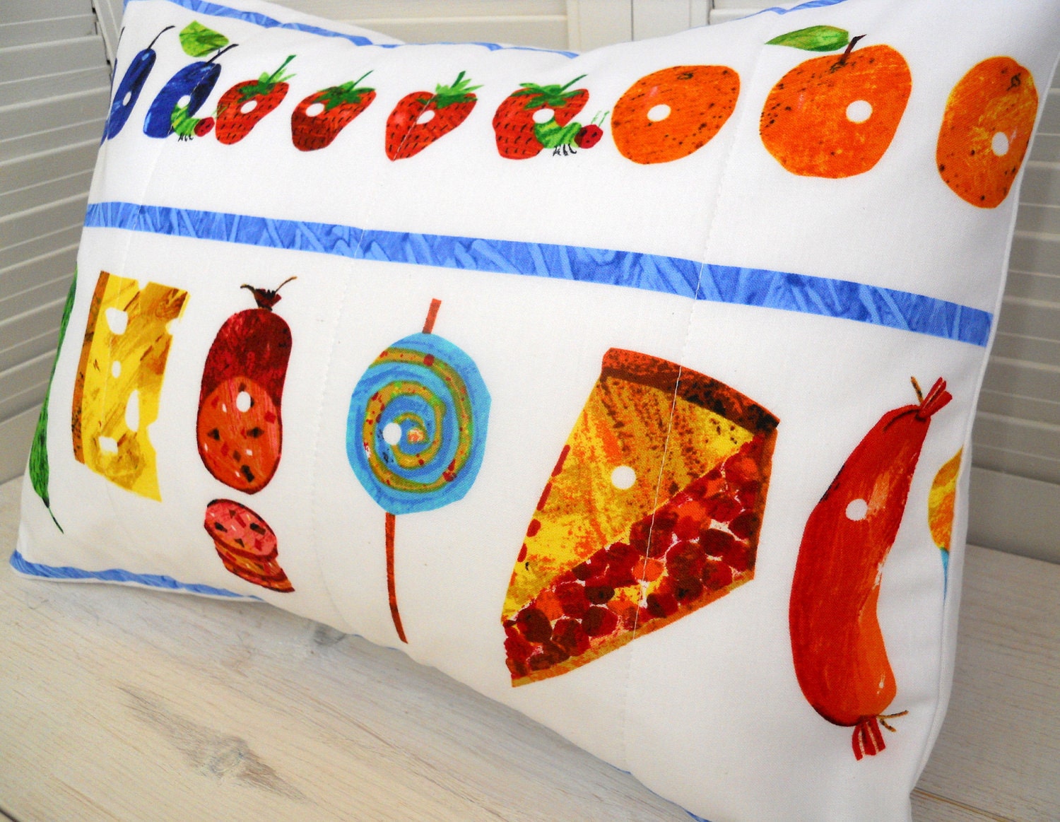 Throw Pillow Cover - 12 x 16 Inches - Very Hungry Caterpillar