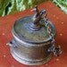 Vintage Brass Peacock Inkwell